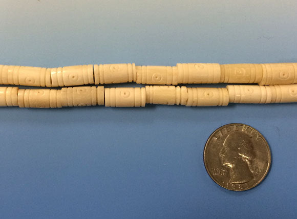 50 Pcs Bone Spacer Beads Carved Tube Ivory Cream Tribal Ethnic Natural Bone Bead Strand - B139C - BeadPrism