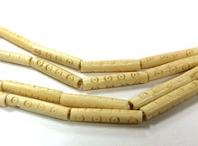 Load image into Gallery viewer, 23 Pcs Carved Tube Ivory/Cream Color Bone Spacer Beads, Tribal, Ethnic - B9TC - BeadPrism