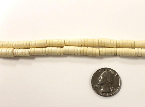 50 Pcs Carved Tube Ivory/Cream Color Bone Spacer Beads, Tribal, Ethnic, Wholesale - B5C - BeadPrism
