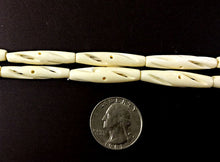 Load image into Gallery viewer, 23 Pcs Carved Hairpipe Ivory/Cream Color Bone Spacer Beads,Tribal, Ethnic, Wholesale - B14C - BeadPrism