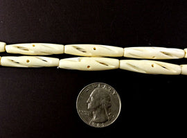 23 Pcs Carved Hairpipe Ivory/Cream Color Bone Spacer Beads,Tribal, Ethnic, Wholesale - B14C - BeadPrism