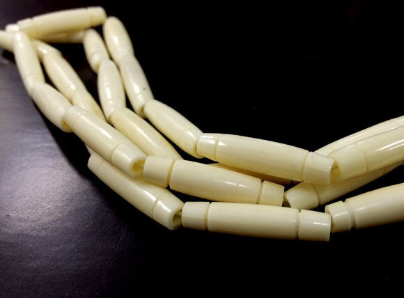 29 Pcs Carved Hairpipe Ivory/Cream Color Bone Spacer Beads,Tribal, Ethnic, Wholesale - B135C - BeadPrism