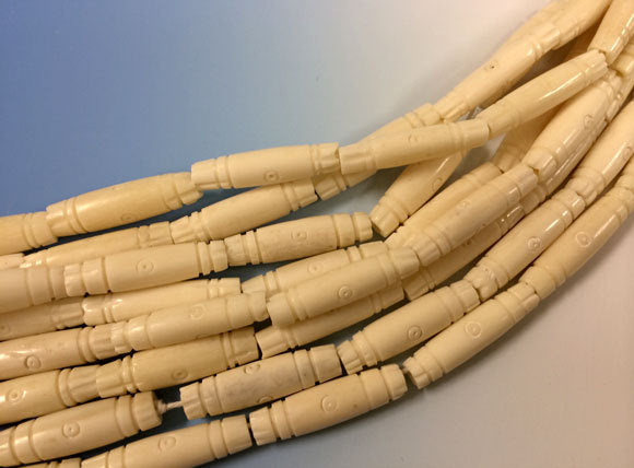 29Pcs Natural Bone Spacer Beads, Carved Hairpipe Ivory Cream, Tribal Ethnic Bone Bead Strand -B137C - BeadPrism