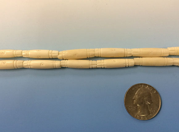 29Pcs Natural Bone Spacer Beads, Carved Hairpipe Ivory Cream, Tribal Ethnic Bone Bead Strand -B137C - BeadPrism