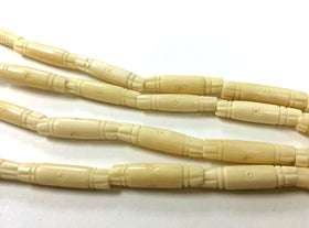 29Pcs Natural Bone Spacer Beads, Carved Hairpipe Ivory Cream, Tribal Ethnic Bone Bead Strand -B137C - BeadPrism