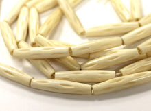 Load image into Gallery viewer, 23 Pcs Carved Tube Ivory/Cream color Bone Beads, Tribal, Ethnic Wholesale - B8C - BeadPrism