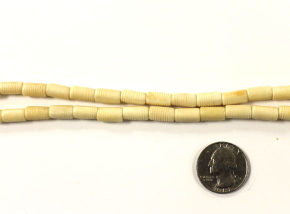 36 Pcs Natural Bone Beads, Carved Tube Ivory Cream Spacer Beads Strand, Tribal Ethnic Beads - B6C - BeadPrism