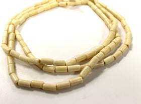 36 Pcs Natural Bone Beads, Carved Tube Ivory Cream Spacer Beads Strand, Tribal Ethnic Beads - B6C - BeadPrism