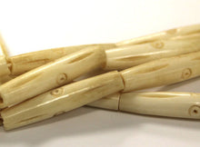Load image into Gallery viewer, 23 Pcs  Carved Hairpipe Ivory/Cream Color Bone Spacer Beads, Tribal/Ethnic - B7C - BeadPrism