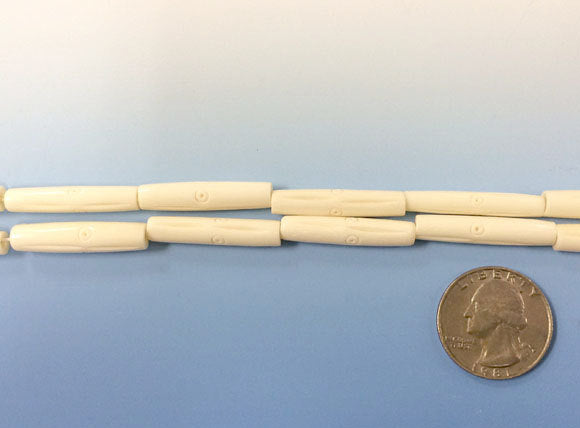 23 Pcs Carved Tube Ivory/White Bone Spacer Beads, Tribal, Ethnic, Wholesale - B7W - BeadPrism