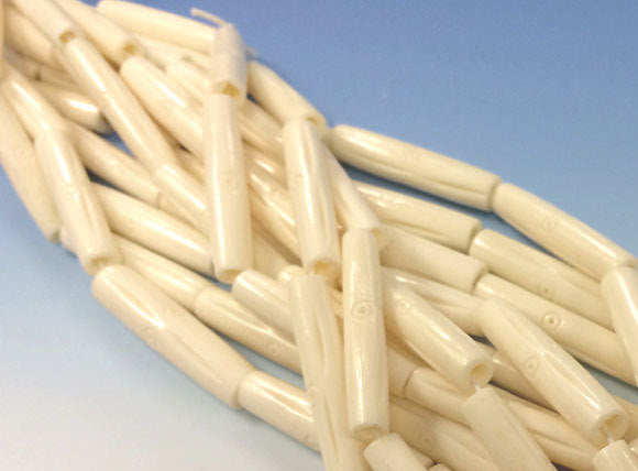 23 Pcs Carved Tube Ivory/White Bone Spacer Beads, Tribal, Ethnic, Wholesale - B7W - BeadPrism