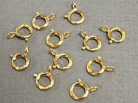 25Pc Gold Spring Ring Clasps 5mm with Closed Ring Marked 14K Gold Filled 14/20 - GF105-25 - BeadPrism