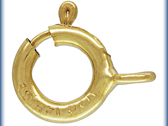 25Pc Gold Spring Ring Clasps 5mm with Closed Ring Marked 14K