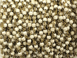 40% OFF 4mm Ivory White Howlite Rosary Chain by foot - White Rosary Chain Gold Ch172 - BeadPrism