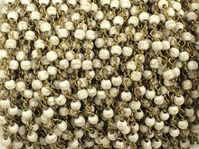 Load image into Gallery viewer, 40% OFF 3 FT 4mm Ivory White Howlite Rosary Chain by foot - White Rosary Chain Gold Ch172 - BeadPrism