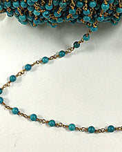 Load image into Gallery viewer, 40% OFF 10 Ft 4mm Turquoise Howlite Rosary Chain by foot - Blue Rosary Chain Gold Ch173-10 - BeadPrism