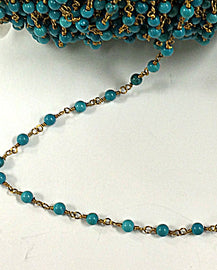 40% OFF 10 Ft 4mm Turquoise Howlite Rosary Chain by foot - Blue Rosary Chain Gold Ch173-10 - BeadPrism