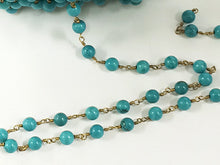 Load image into Gallery viewer, 40% OFF 10 Feet  6mm Turquoise Howlite Rosary Chain by foot - Blue Rosary Chain Gold - Ch174-10 - BeadPrism