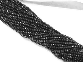 3mm Rondells Jet Black Chinese Crystal 16" Strand, 2.7mm x 2mm - DC100-Black - BeadPrism