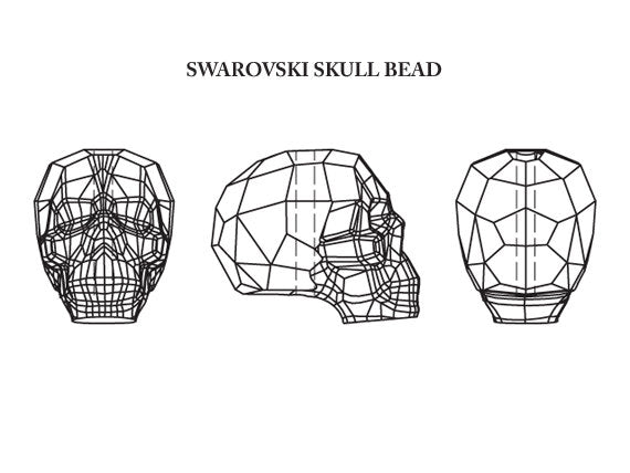 1Pc Swarovski 2X Crystal Skull Beads 13mm Mettalic Light Gold 1.5mm Hole -5750-13CLmlg2X - BeadPrism