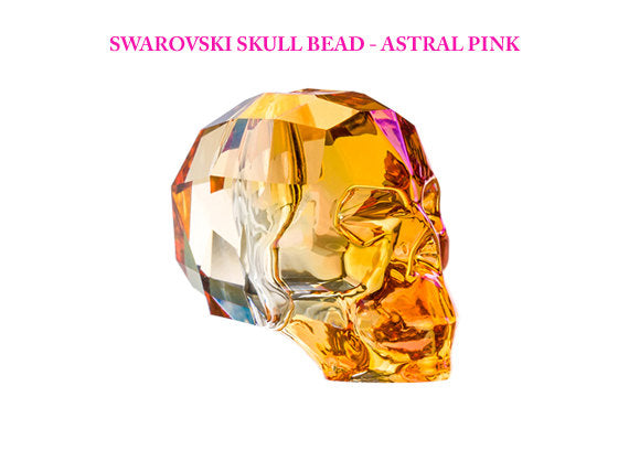Skull Beads Swarovski Crystal 13mm - 1 pc - Astral Pink  Crystal Skulls - 5750-13CLas - BeadPrism