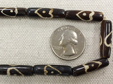 Load image into Gallery viewer, Natural Bone Spacer Bead Strand Brown/White Batik 29 Beads, Tribal Ethnic Batik Bone Beads -B230 - BeadPrism