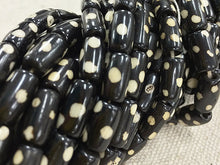Load image into Gallery viewer, 50Pc Brown Batik Bone Tube Bead Strand, Tribal,  Ethnic - Wholesale - B380 - BeadPrism