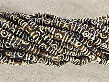 Load image into Gallery viewer, 29 Pc Batik Bone Tube Beads, Brown ivory Cream Natural Bone Tribal Ethnic Spacer Beads Strands - B21 - BeadPrism
