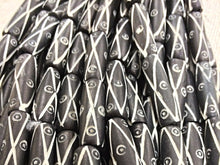 Load image into Gallery viewer, 29 Pc Carved Natural Bone Tube Beads Black and White Beads Strands, Tribal Ethnic Spacer Beads - B25 - BeadPrism