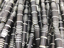 Load image into Gallery viewer, 19 Pc Carved Bone Tube Beads, Black and White Spacer Bead Strands, Tribal Ethnic Beads, BULK - B26 - BeadPrism