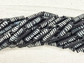29 Pc Carved Bone Tube Beads, Black and White Spacer Bead Strands, Tribal Ethnic Beads, BULK - B334 - BeadPrism