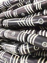 Load image into Gallery viewer, Carved Bone Tube Beads Black &amp; White Natural Bone Spacer Bead Strands, Tribal Ethnic 29 Beads - B24 - BeadPrism