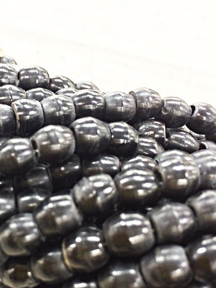 100Pc Carved Horn Oval Beads, Black Horn Spacer Bead Strands, Tribal Ethnic Beads, BULK-BOSB - BeadPrism