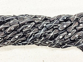 29Pc Carved Natural Bone Tube Spacer Beads Black/White, Tribal Ethnic Bone Bead Strands, BULK-B330 - BeadPrism