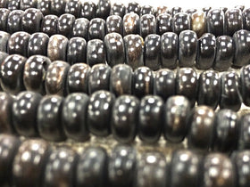 100pc Rondell Black Horn Spacer Beads, Tribal Ethnic Vintage Horn Bead Strands -HS104B - BeadPrism