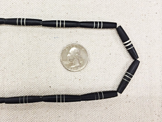 23Pc Carved Bone Tube Beads Black&White Tribal Ethnic Natural Spacer Bead Strands BULK-B331 - BeadPrism