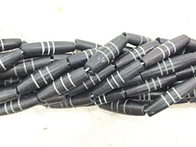 23Pc Carved Natural Bone Tube Spacer Beads Black/White, Tribal Ethnic Bone Bead Strands, BULK-B332 - BeadPrism