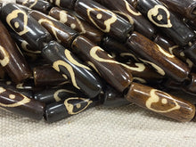 Load image into Gallery viewer, Natural Bone Spacer Bead Strand Brown/White Batik 29 Beads, Tribal Ethnic Batik Bone Beads -B230 - BeadPrism