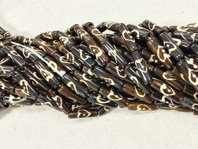 Natural Bone Spacer Bead Strand Brown/White Batik 29 Beads, Tribal Ethnic Batik Bone Beads -B230 - BeadPrism