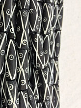 Load image into Gallery viewer, 29 Pc Carved Natural Bone Tube Beads Black and White Beads Strands, Tribal Ethnic Spacer Beads - B25 - BeadPrism