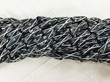 Load image into Gallery viewer, 29 Pc Carved Natural Bone Tube Beads Black and White Beads Strands, Tribal Ethnic Spacer Beads - B25 - BeadPrism