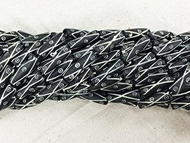 29 Pc Carved Natural Bone Tube Beads Black and White Beads Strands, Tribal Ethnic Spacer Beads - B25 - BeadPrism