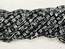 Carved Bone Tube Beads Black & White Natural Bone Spacer Bead Strands, Tribal Ethnic 29 Beads - B24 - BeadPrism