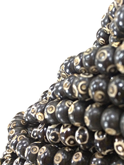 92 Pc Carved Round Bone Beads, Black & White Spacer Bead Strands, Tribal Ethnic Beads, BULK - B333 A - BeadPrism