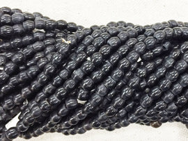 100Pc Carved Horn Oval Beads, Black Horn Spacer Bead Strands, Tribal Ethnic Beads, BULK-BOSB - BeadPrism
