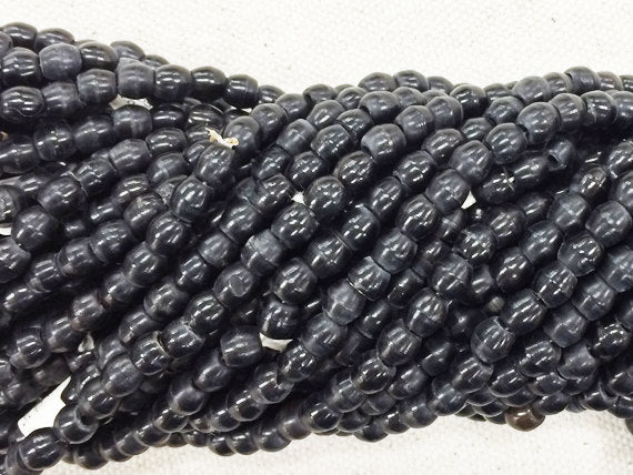 100Pc Carved Horn Oval Beads, Black Horn Spacer Bead Strands, Tribal Ethnic Beads, BULK-BOSB - BeadPrism
