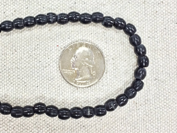 100Pc Carved Horn Oval Beads, Black Horn Spacer Bead Strands, Tribal Ethnic Beads, BULK-BOSB - BeadPrism