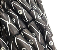 Load image into Gallery viewer, 29Pc Carved Natural Bone Tube Spacer Beads Black/White, Tribal Ethnic Bone Bead Strands, BULK-B330 - BeadPrism