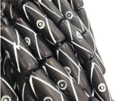 29Pc Carved Natural Bone Tube Spacer Beads Black/White, Tribal Ethnic Bone Bead Strands, BULK-B330 - BeadPrism