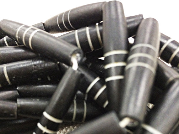 23Pc Carved Bone Tube Beads Black&White Tribal Ethnic Natural Spacer Bead Strands BULK-B331 - BeadPrism